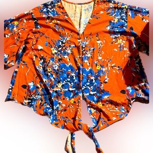 Floral tie blouse-XL